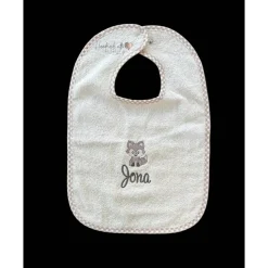 personalisiertes besticktes Babyset,  Kapuzenhandtuch und großes Lätzchen mit süßem Fuchs und Namen, Geschenkidee Geburt