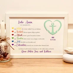 Personalisiertes Erinnerungsstück zur Konfirmation | Konfirmationsgeschenk Mädchen | Geldgeschenk im Rahmen