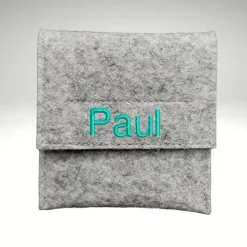 personalisiertes Filztäschchen Rosenkranz NAME  Farbwahl