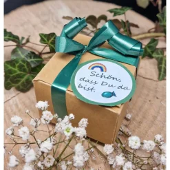 Personalisiertes Gastgeschenk zur Kommunion & Konfirmation – Teelicht mit Botschaft, Glashalter & Geschenkbox