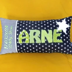 Personalisiertes Geburtskissen mit Namen & Geburtsdaten – Geschenk zur Geburt & Taufe