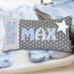 Personalisiertes Geburtskissen mit Namen & Geburtsdaten – Geschenk zur Geburt & Taufe