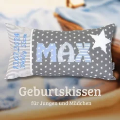 Personalisiertes Geburtskissen mit Namen & Geburtsdaten – Geschenk zur Geburt & Taufe