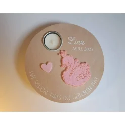 Personalisiertes Geburtstagslicht aus Holz – Einzigartiges Geschenk zur Geburt, Taufe oder Geburtstag