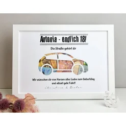 personalisiertes Geldgeschenk zum 18. Geburtstag - Motiv Auto
