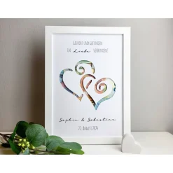 personalisiertes Geldgeschenk zur Hochzeit | zum Jubiläum - Motiv In Liebe verbunden