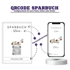 Personalisiertes Geldgeschenk | Virtuelles Sparbuch QrCode Bild | Motiv Führerschein