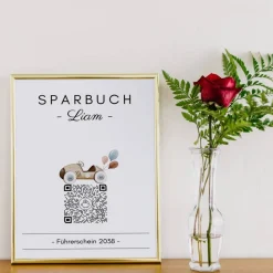 Personalisiertes Geldgeschenk | Virtuelles Sparbuch QrCode Bild | Motiv Führerschein