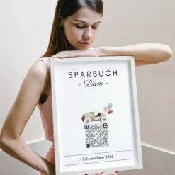 Personalisiertes Geldgeschenk | Virtuelles Sparbuch QrCode Bild | Motiv Führerschein
