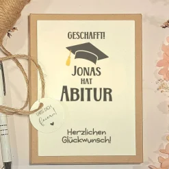 Personalisiertes Geldgeschenk zum Abitur – handgemachte Geschenkbox zum Schulabschluss