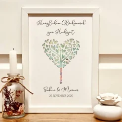 Personalisiertes Geldgeschenk zur Hochzeit im Bilderrahmen – Individuelles Hochzeitsgeschenk mit Namen & Datum