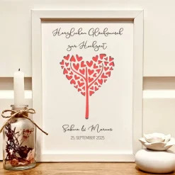 Personalisiertes Geldgeschenk zur Hochzeit im Bilderrahmen – Individuelles Hochzeitsgeschenk mit Namen & Datum