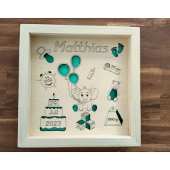Personalisiertes Geldgeschenk mit Geburtsdaten zur Geburt / Taufe etc.