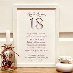 Personalisiertes Geldgeschenk 18. Geburtstag Mädchen – Einzigartiger Bilderrahmen mit Namen