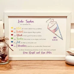 Personalisiertes Geldgeschenk zur Einschulung im Bilderrahmen mit Name & Datum – Kreatives Andenken zum Schulanfang