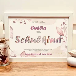 Personalisiertes Geldgeschenk Einschulung Mädchen – Erinnerungsstück Bilderrahmen Schulkind mit Name