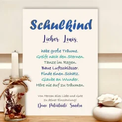 Personalisiertes Geldgeschenk zur Einschulung für Jungen im A4 Bilderrahmen – Geschenk zum 1. Schultag mit Name