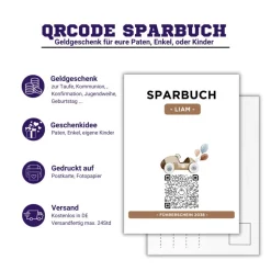 Personalisiertes Geldgeschenk | Virtuelles Sparbuch | QrCode Geschenkkarte | Auto Führerschein