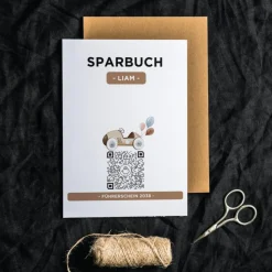Personalisiertes Geldgeschenk | Virtuelles Sparbuch | QrCode Geschenkkarte | Auto Führerschein