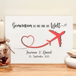 Personalisiertes Geldgeschenk zur Hochzeit – Hochzeitsgeschenk „Gemeinsam bis ans Ende der Welt“ im Bilderrahmen