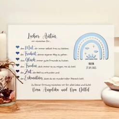 Personalisiertes Geldgeschenk zur Firmung für Jungen – Kreativer Bilderrahmen mit Regenbogen & Wunschtext