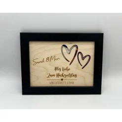 Personalisiertes Geldgeschenk aus Holz mit Herzmotiv zur Hochzeit, Silberhochzeit & goldenen Hochzeit
