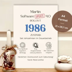 Personalisiertes Geldgeschenk 40. Geburtstag – Software Update im IT-Design für Computerfans