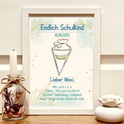 Personalisiertes Geldgeschenk zur Einschulung für Jungen im Bilderrahmen – Erinnerungsstück mit Name
