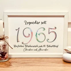 Personalisiertes Geldgeschenk zum Geburtstag – Bilderrahmen „Legendär seit Wunschjahr“ – Geschenkidee für Männer & Frauen
