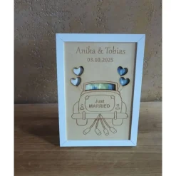 Personalisiertes Geldgeschenk Holzrahmen – Wunscherfüller Geschenk Geburtstag Hochzeit mit Gravur