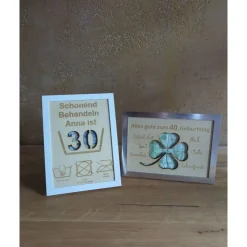 Personalisiertes Geldgeschenk Holzrahmen – Wunscherfüller Geschenk Geburtstag Hochzeit mit Gravur