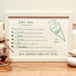 Personalisiertes Geldgeschenk zum Schulanfang | Einschulungsgeschenk mit Namen und Datum | Geld im Bild