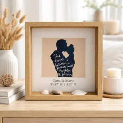 Personalisiertes Geschenk für Papa – Maritime Vinyl Bilderrahmen-Deko mit Spruch von Tochter, 27x27cm