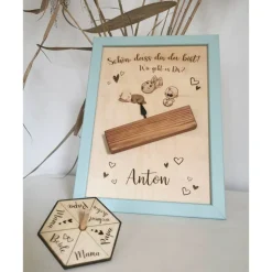Personalisiertes Geschenk zur Geburt fürs Baby I Taufe I Stimmungsanzeiger I Geschenk für Eltern I lustiger Kreisel