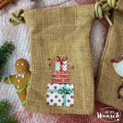 Personalisiertes Geschenksäckchen für Weihnachten, Nikolaus, Geschenkverpackung, Jutebeutel, Jutesäckchen, Geschenkverpa