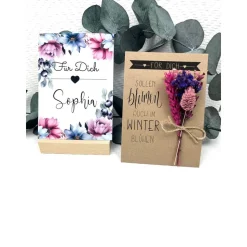 Personalisiertes Geschenk mit Trockenblumen für Frauen, Geburtstagsgeschenk für Schwester und Freundin