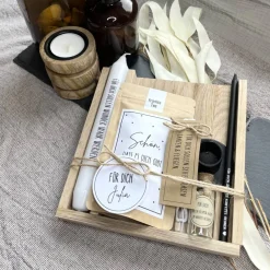 Personalisiertes Geschenkset für Frauen, Personalisierte Holzbox, Geschenkset Kerze, Geschenkidee Frau, Geburtstagsgesch