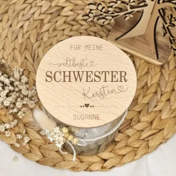 Personalisiertes Geschenk Schwester, Vorratsglas weltbeste Schwester, Geschenkidee Tante, Süßigkeiten, Bonbonglas, Glas