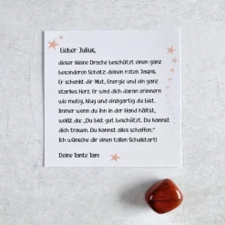 Personalisiertes Geschenk zur Einschulung mit Origami Drache & Mutstein - Schulanfang Geschenkbox mit Botschaft