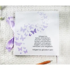 personalisiertes Gästebuch & Album zur Taufe mit Schmetterlingen in Pink & Rosa blanko o. mit Fragebogen