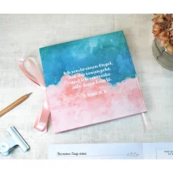 personalisiertes Gästebuch & Album zur Taufe in Türkis bis Rosa blanko oder mit Fragen