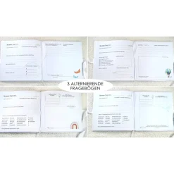 personalisiertes Gästebuch & Album zur Taufe mit Herzen, Rosen und Bändern auf Samt in Taubenblau