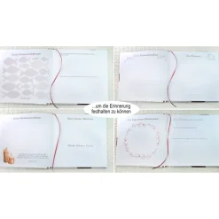 personalisiertes Gästebuch zur Kommunion mit mit Kreisen und Fischen in Fuchsia Beere Pink Gästefragen Fragebogen Fragen