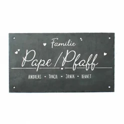Personalisiertes Hochzeitsgeschenk – Edles Schiefertürschild mit Namen, exklusiv & handgemacht, individuelles Haustürschild wetterfest und dekorativ