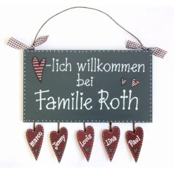 personalisiertes Hochzeitsgeschenk Türschild Familie mit Name, exklusives Geschenk für das Brautpaar zur Hochzeit, außergewöhnliches Willkommensschild
