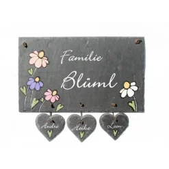 Personalisiertes Hochzeitsgeschenk für das Brautpaar. Wetterfestes Türschild aus Schiefer als Geschenk zur Hochzeit