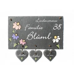 Personalisiertes Hochzeitsgeschenk für das Brautpaar. Wetterfestes Türschild aus Schiefer als Geschenk zur Hochzeit