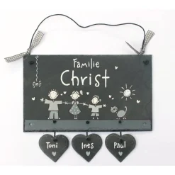 Personalisiertes Hochzeitsgeschenk: Schiefer Türschild mit Namen – Edles & Wetterfestes Familienschild