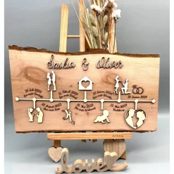 Personalisiertes Hochzeitsgeschenk aus Holz – Einzigartige Wanddeko mit Liebesgeschichte