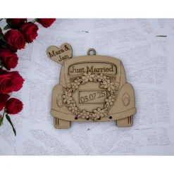 Personalisiertes Hochzeitsauto aus Holz – Geldgeschenk mit Namen & Datum | Kreatives Hochzeitsgeschenk Mr & Mrs.